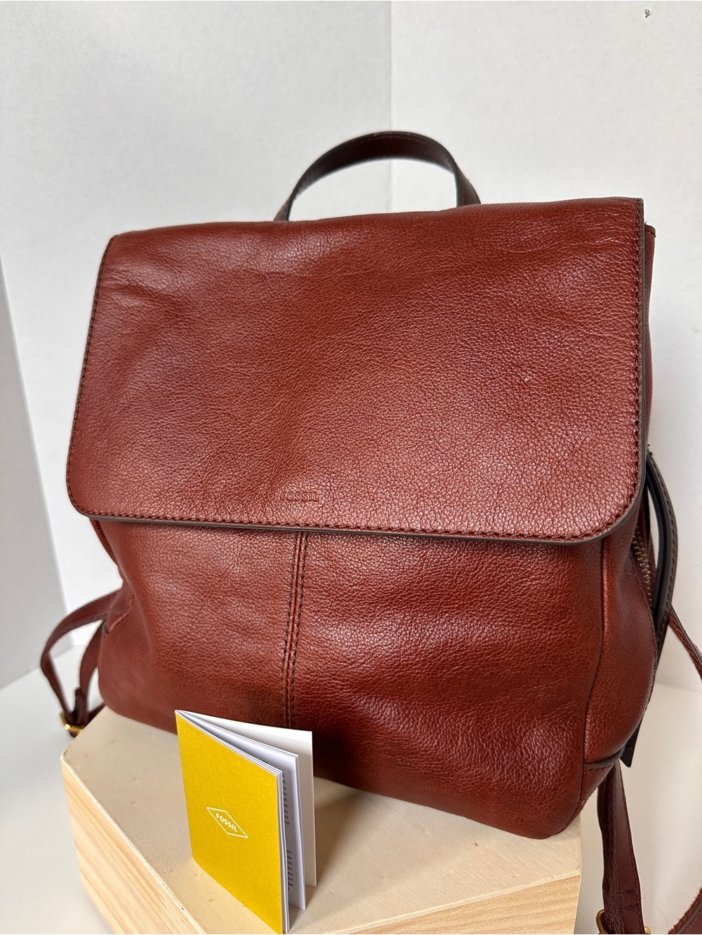 Fossil Claire Leather Backpack in Brandy Brown - NWOT - Picture 3 of 9